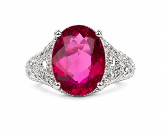 Gemstone Ring 8036 OV PT 14KW